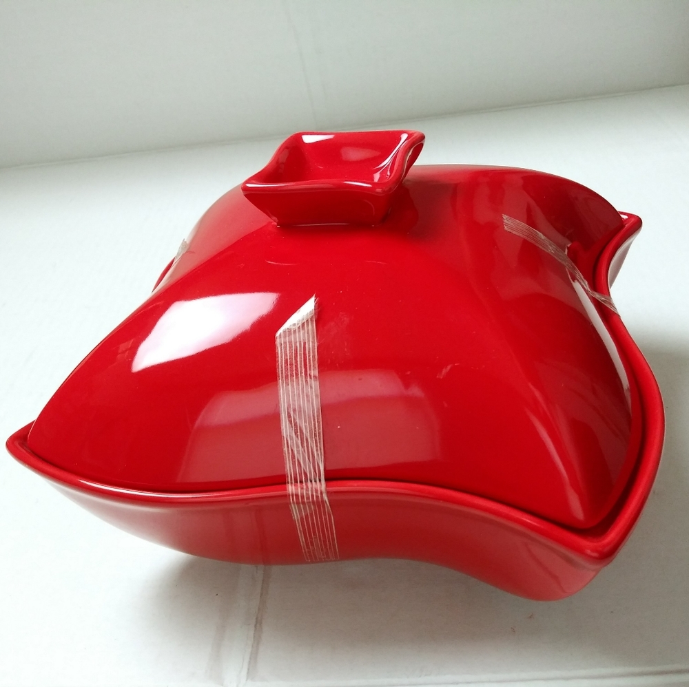 SIENA BY GODINGER remplacemen Red Porcelain Baker Ceramic Covered DishCasserole - Picture 7 of 7